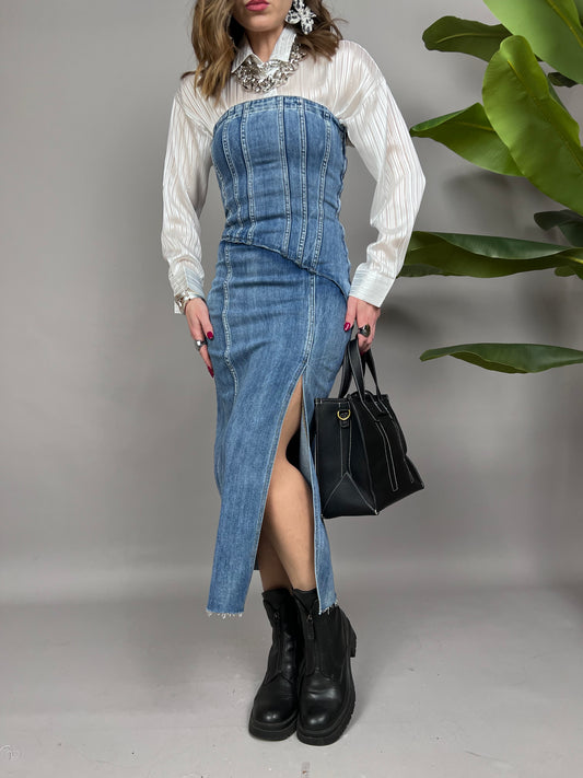 Vestito in denim a fascia