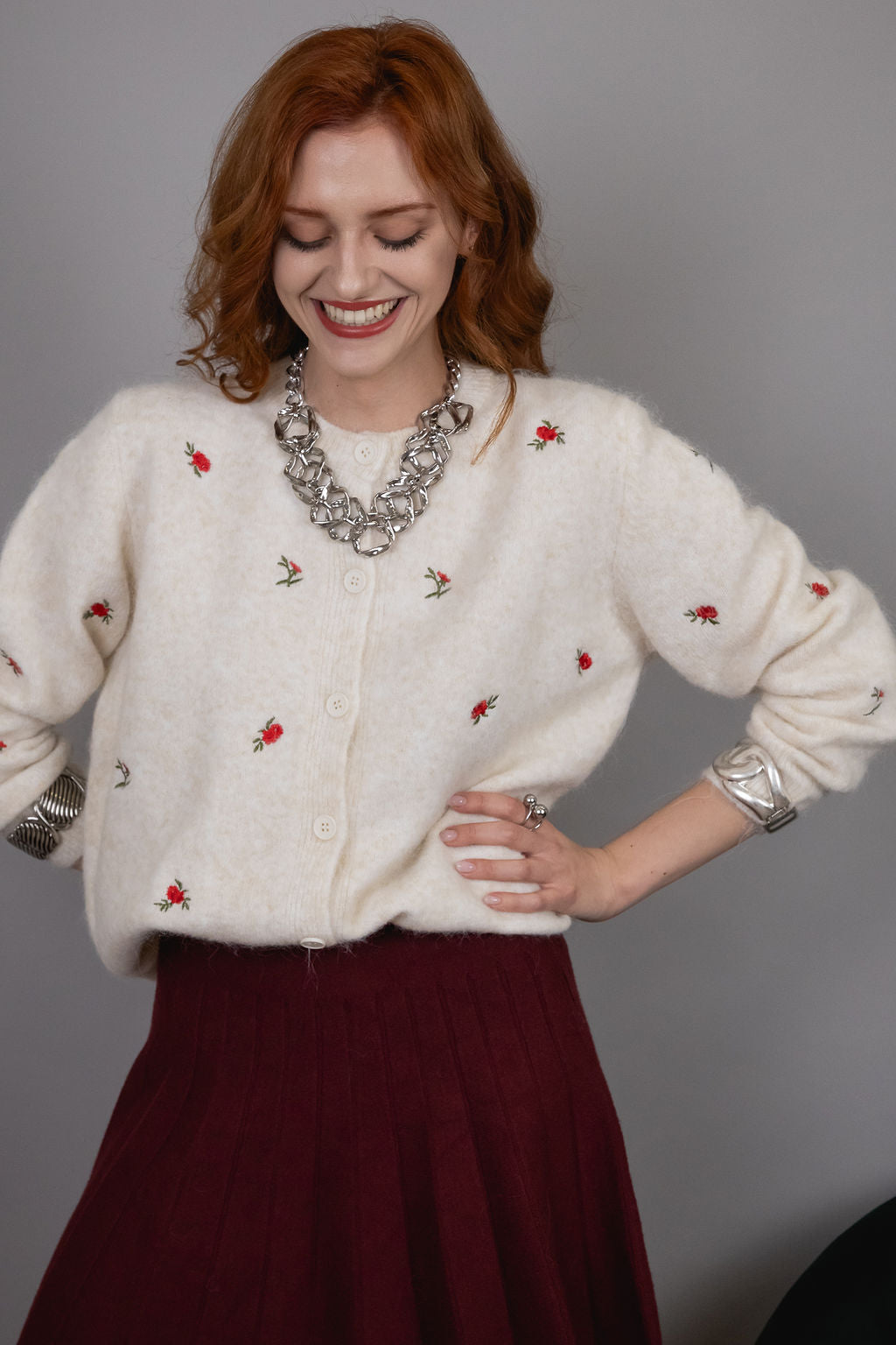 Cardigan Flowery - 7% Lana