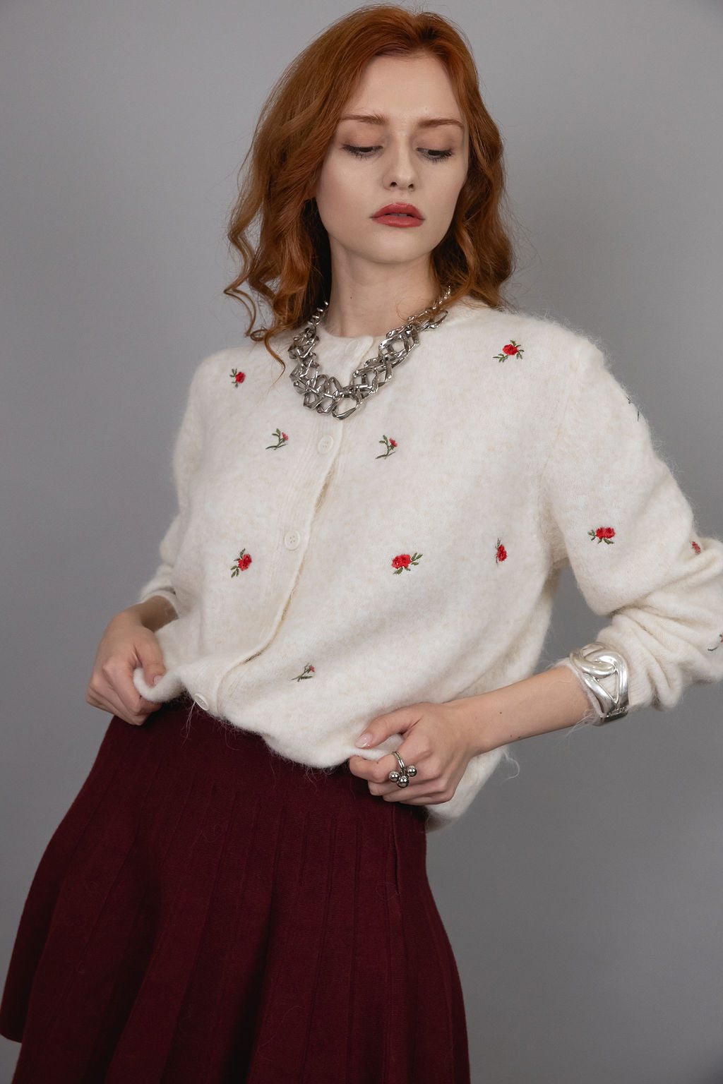 Cardigan Flowery - 7% Lana