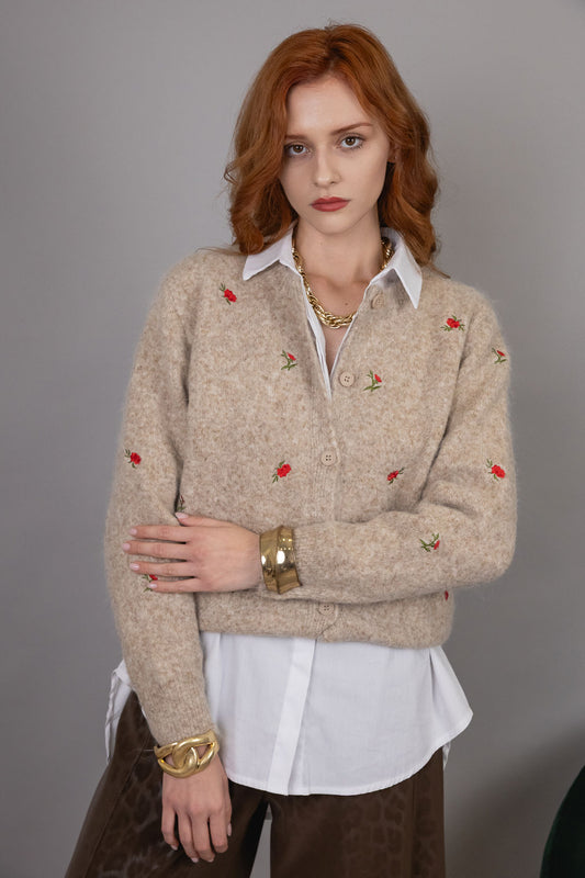 Cardigan Flowery - 7% Lana