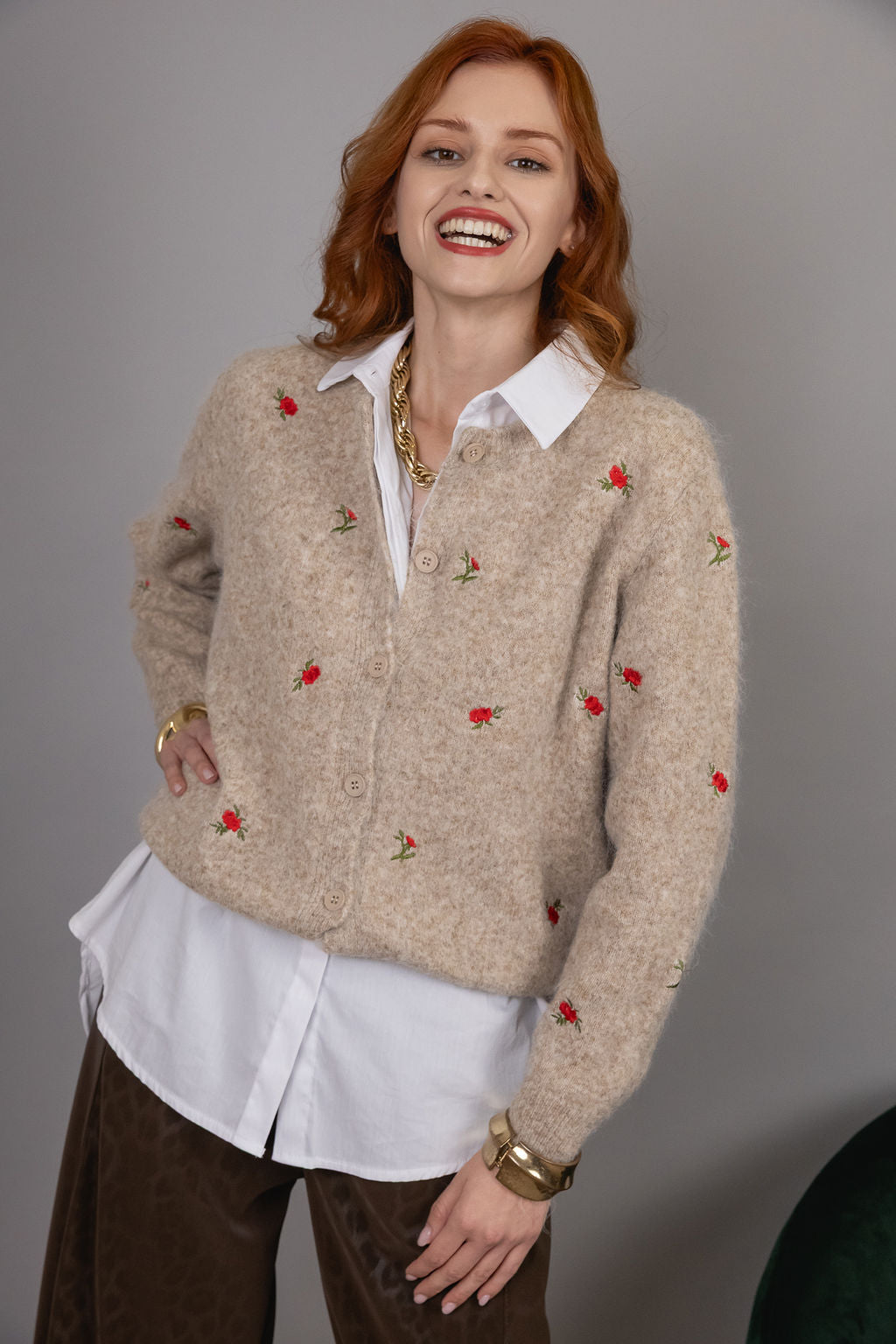 Cardigan Flowery - 7% Lana