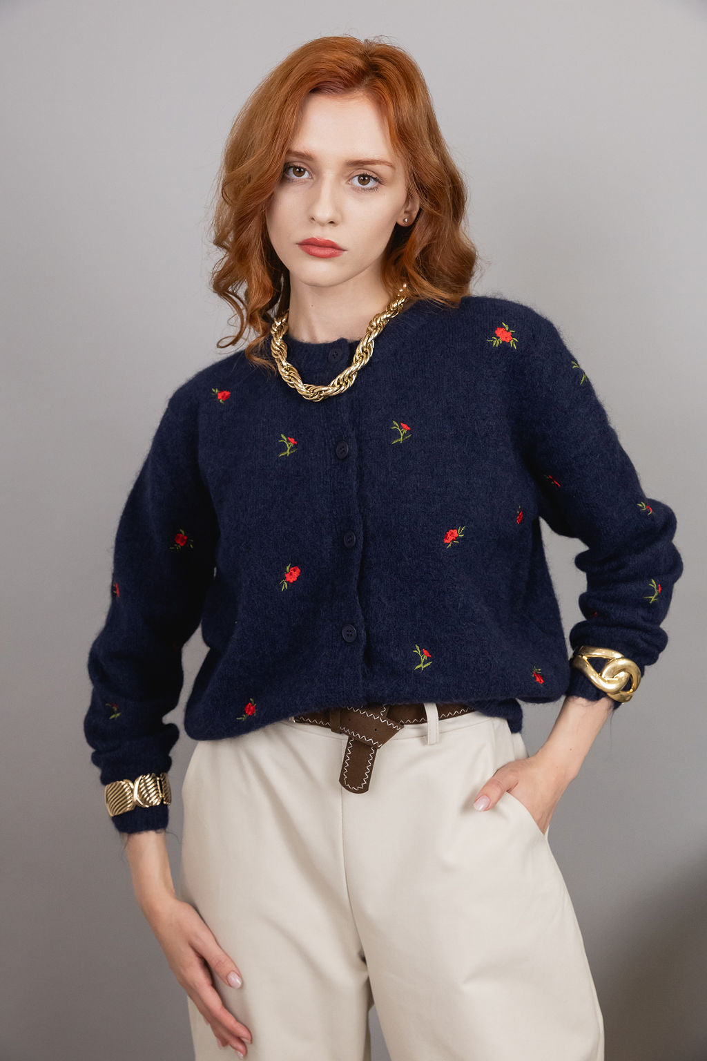 Cardigan Flowery - 7% Lana