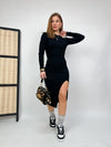 Vestito in maglia con spacco