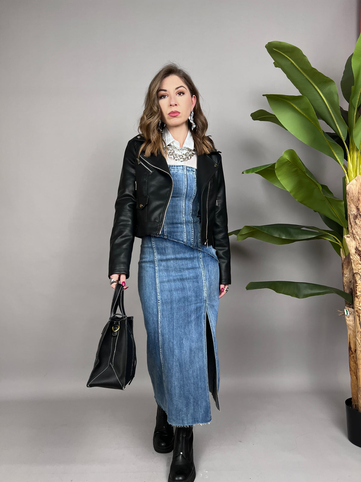 Vestito in denim a fascia