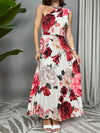 Vestito monospalla a fiori