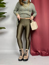 Leggings satinato felpato