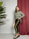 Leggings satinato felpato