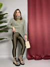 Leggings satinato felpato